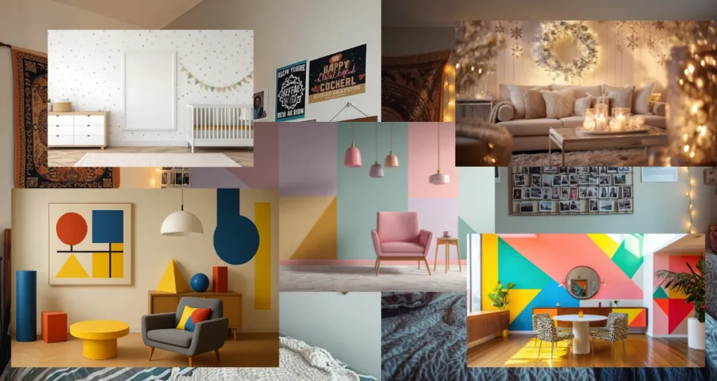 College dorm room wall decor with tapestry