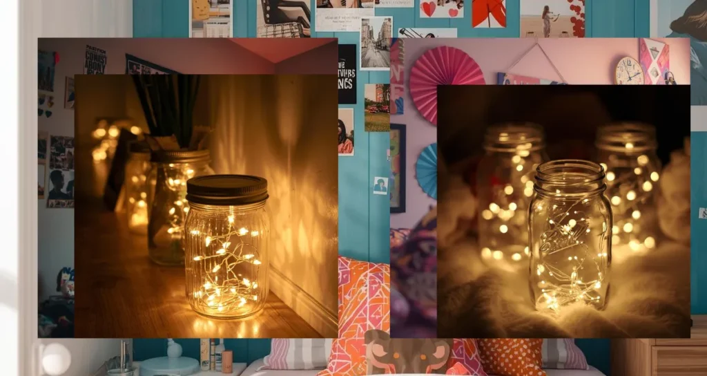 DIY dorm room lighting decor with fairy lights
