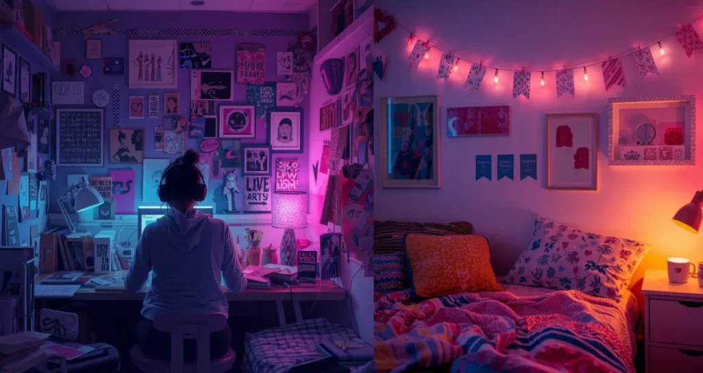 DIY dorm room wall decor with washi tape designs